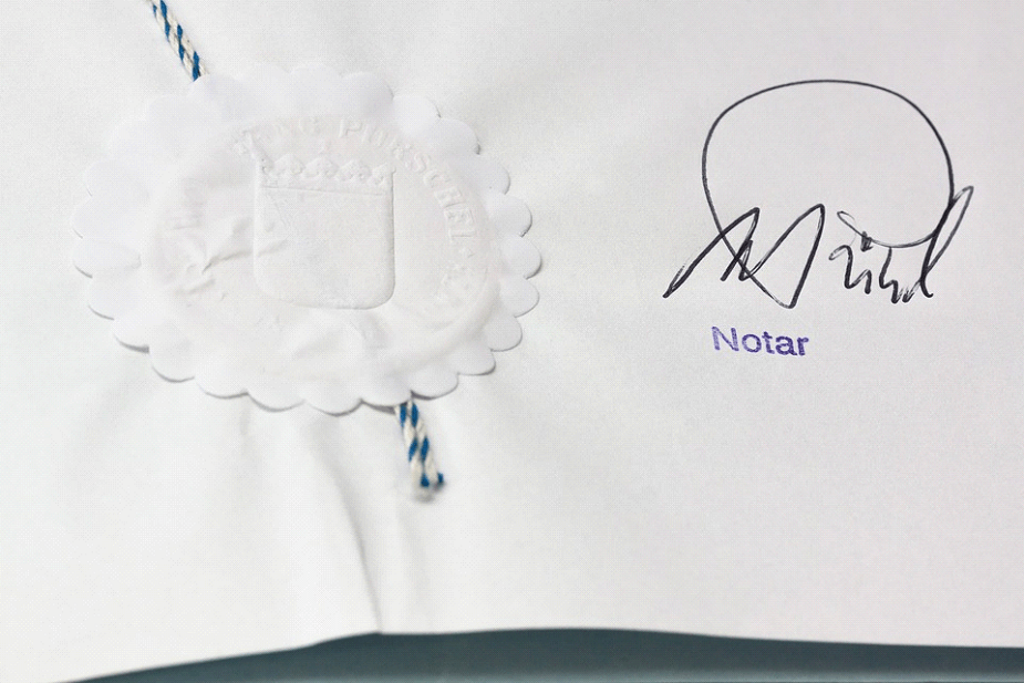 envelope with a notary stamp and signature