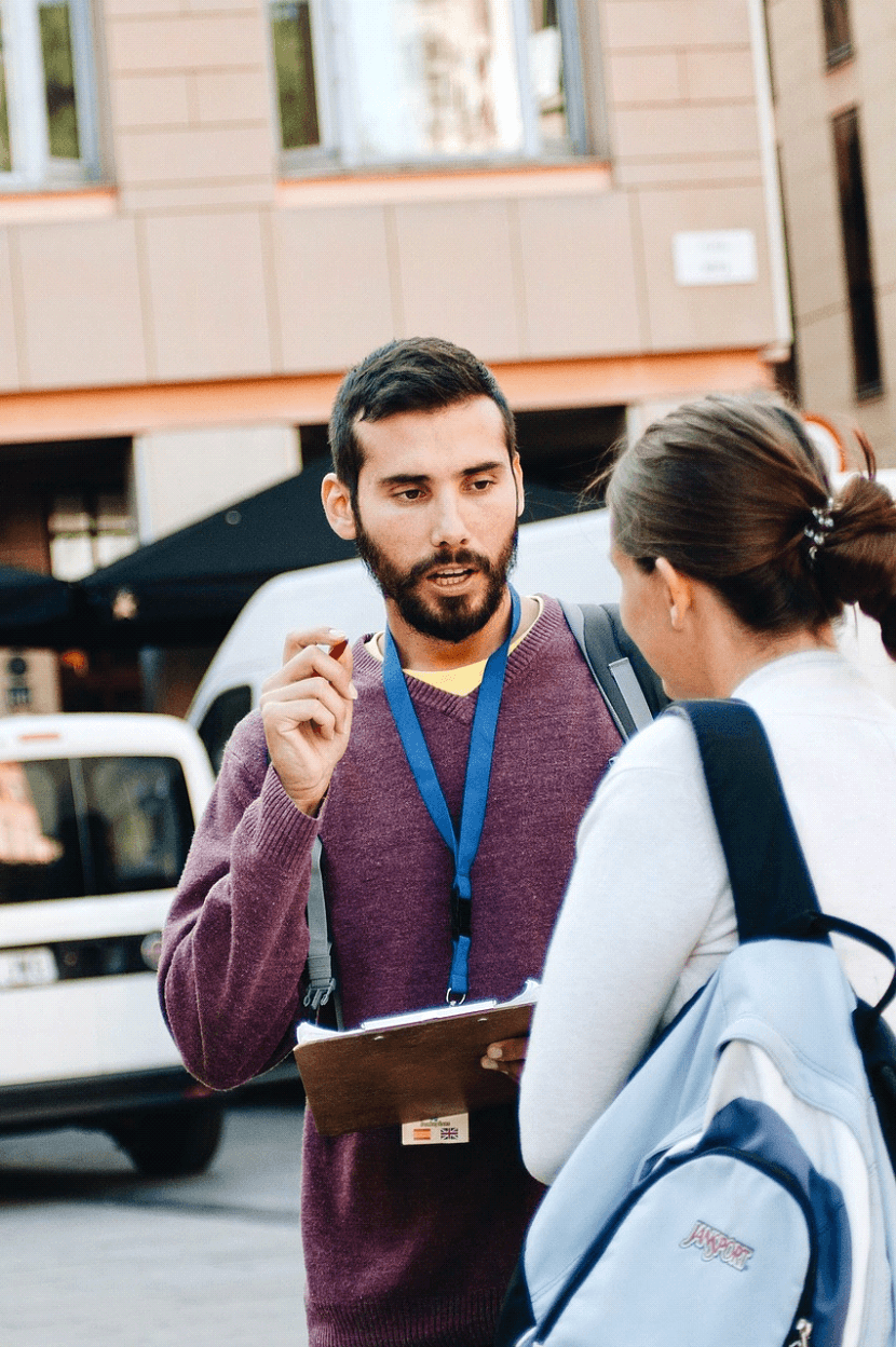 A man asking someone about Petition for Change of Name