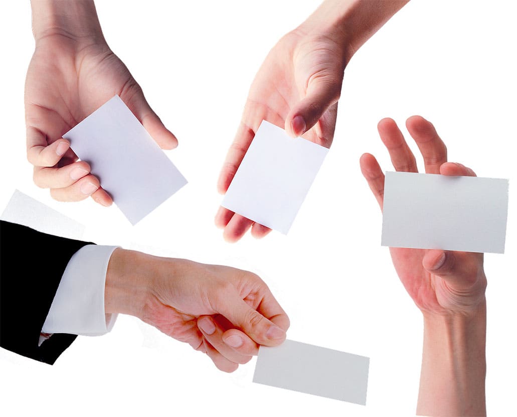 people-holding-out-blank-ID-cards